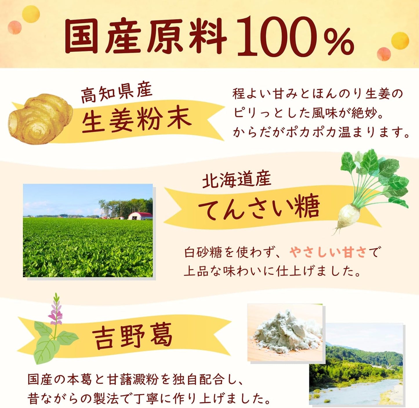 てんさい糖を使った体にやさしいしょうが湯 100g